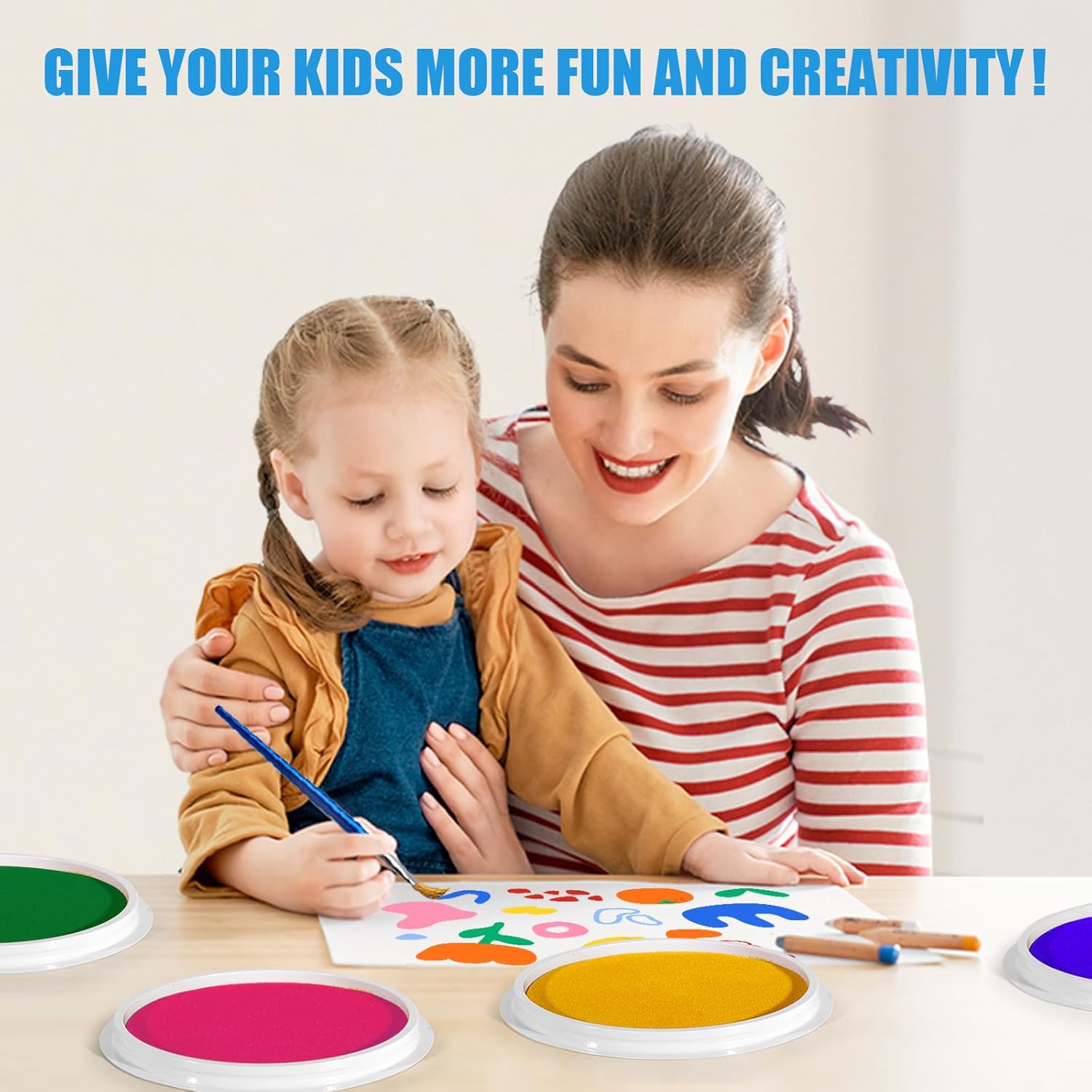 7 Inch Large Ink Pad for Washable | Washable Stamp Pads for Classroom Stamps, Scrapbook Supplies Kit & Fabric Crafts (12 Colors)