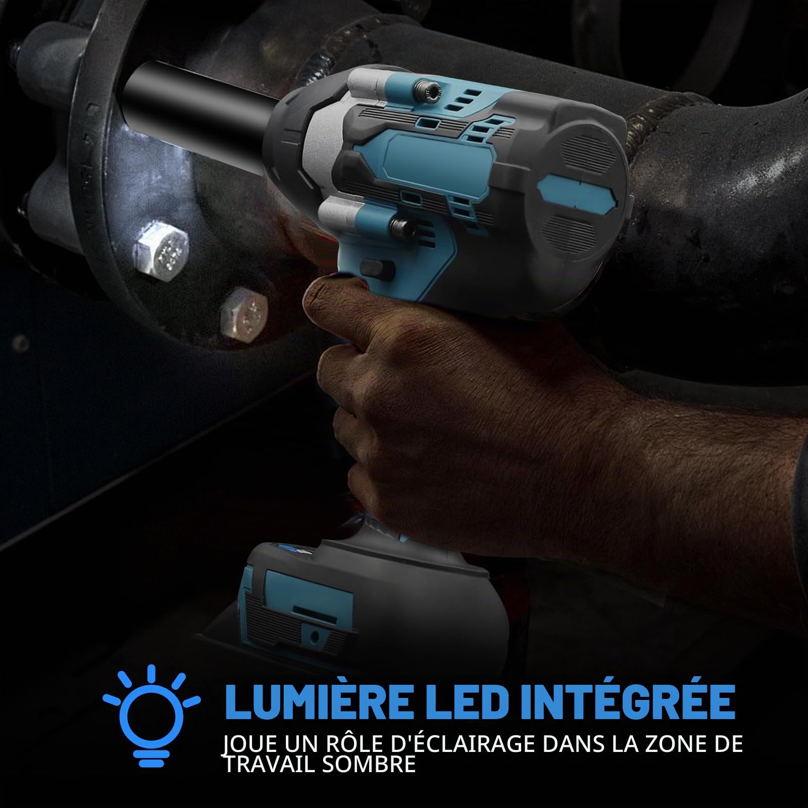 Clé à Chocs Sans Fil Brushless 1000N.m compatible avec Makita 18 V batterie | Boulonneuse Electrique avec 6 Douilles à Chocs, 1/2" Boulonneuse a Choc Electrique pour la Voiture et la Maison