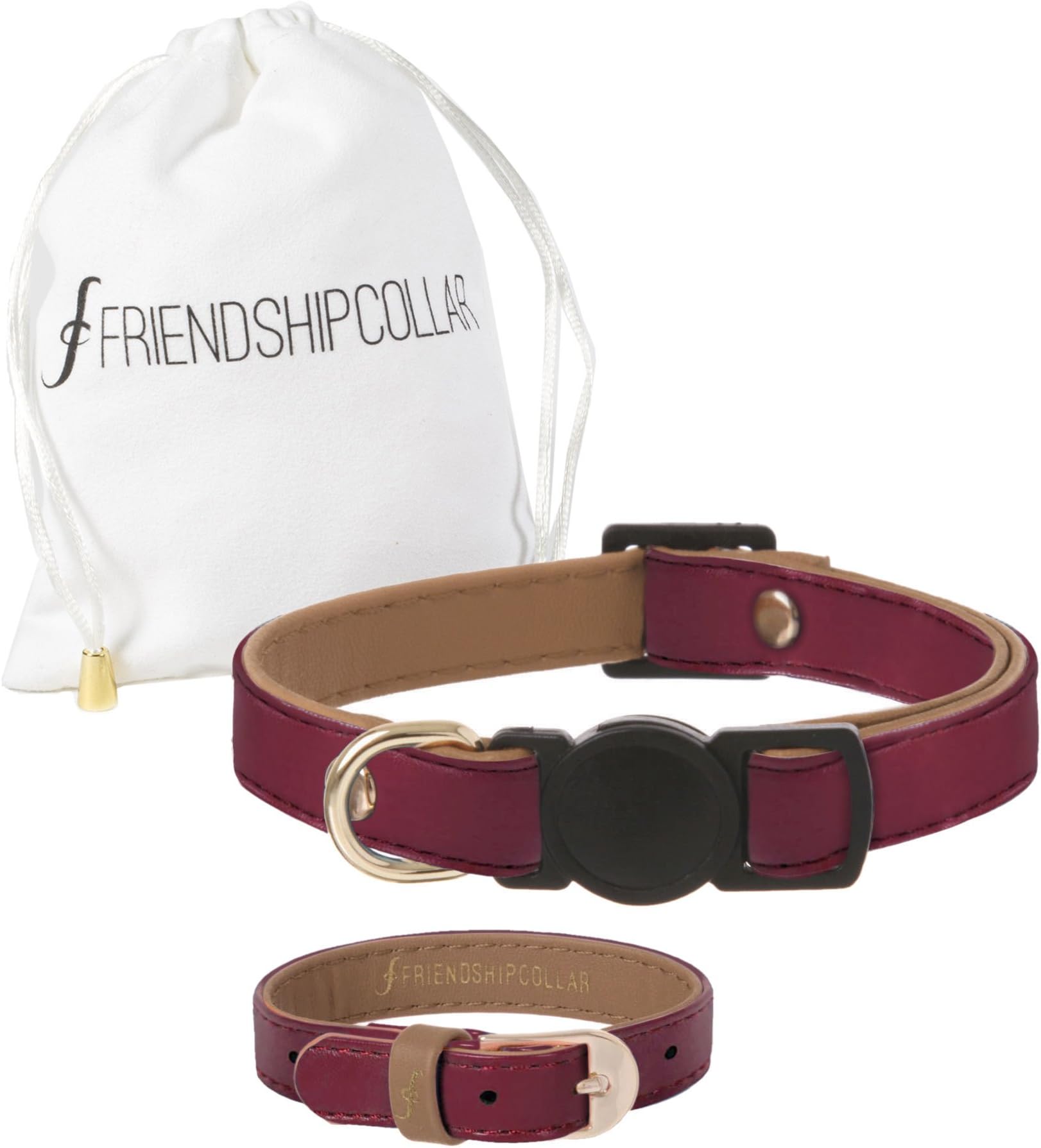 FriendshipCollar Cat Collar and Friendship Bracelet - Bordeaux