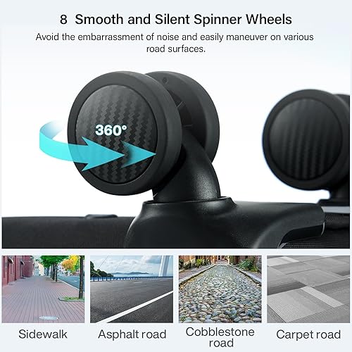 Miniatura 6 de Hanke Equipaje de mano para debajo del asiento con ruedas, maleta pequeña ligera aprobada por aerolíneas de 16 pulgadas, bolsa de viaje para Negro