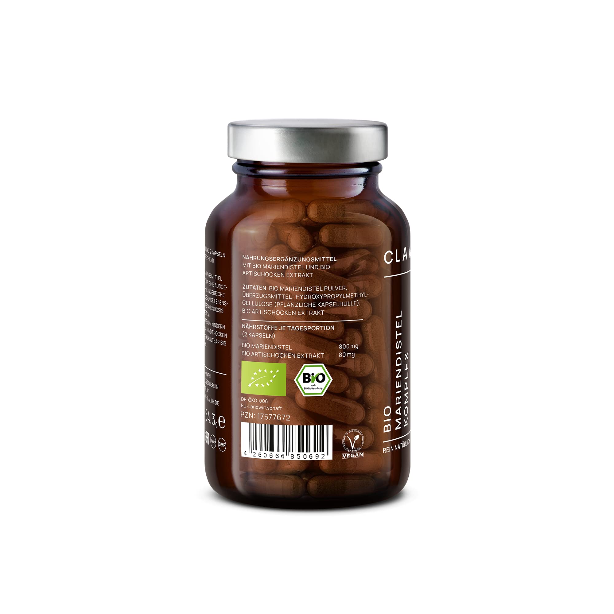 CLAV® Bio Mariendistel Komplex mit Artischocken Extrakt, 360 Kapseln