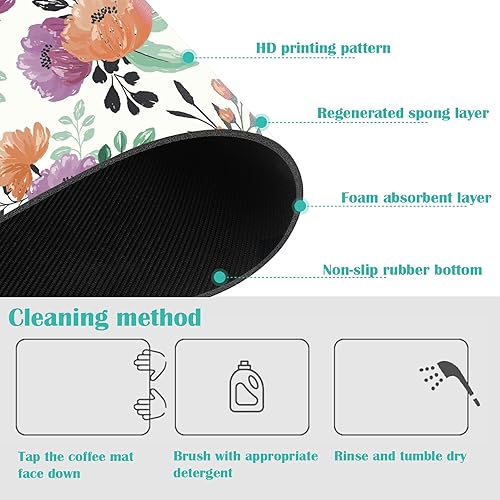 Miniatura 5 de YEYE JUICE Tapete de café de 12 x 19 pulgadas, con parte trasera de goma absorbente de manchas, de secado rápido, se ajusta debajo de la cafetera,