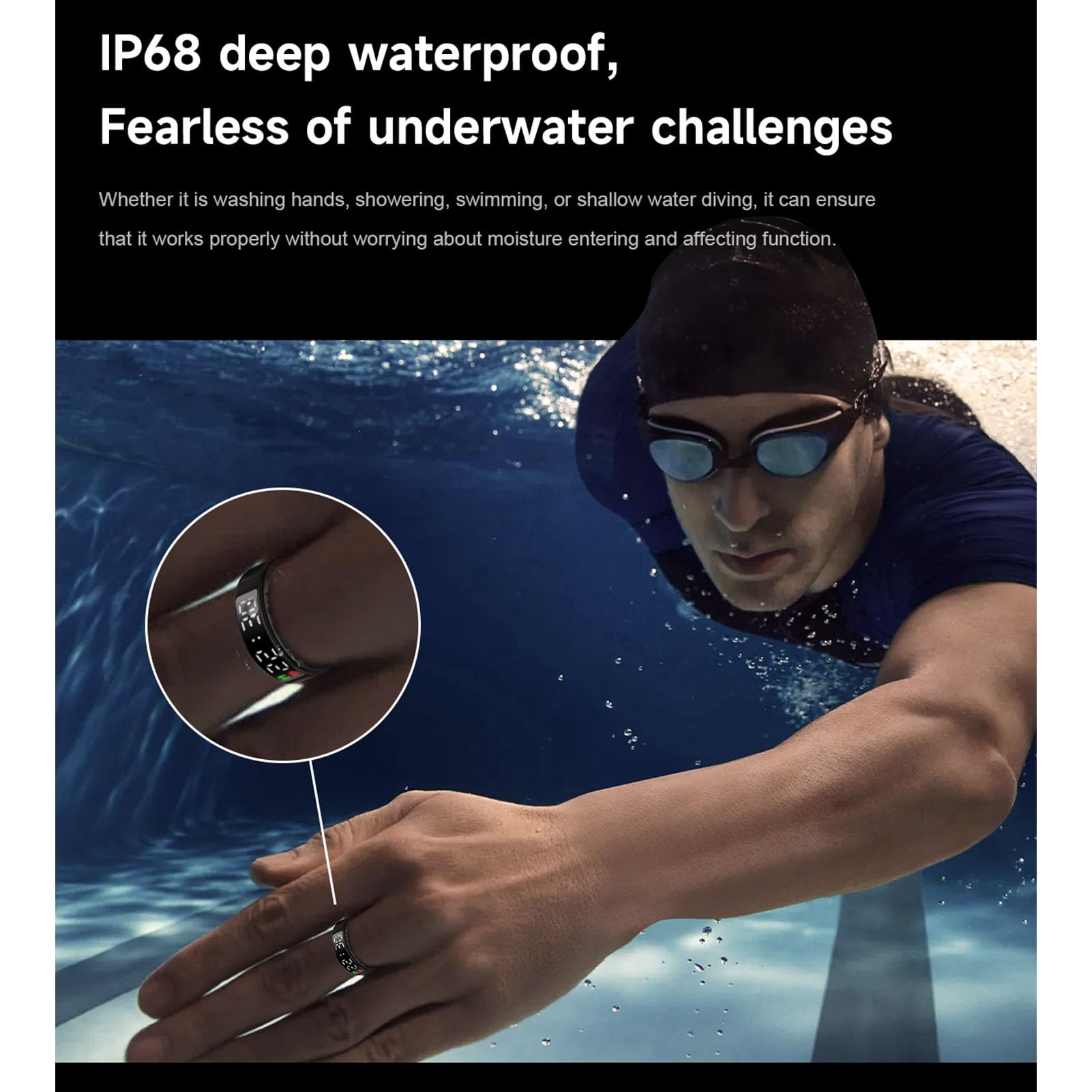 GOWENIC Smart Ring, Fitness Tracker with Display Screen, IP68 Water Proof, Remote Photography, Multiple Sports Modes Health Tracker Activity Tracker Page Turner, for Men Women (#8)