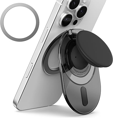 Miniatura 1 de Sinjimoru Soporte de agarre para teléfono, compatible con MagSafe, anillo adaptador incluido, soporte de 105.82 oz para iPhone 1716151413. M-Tap Tok