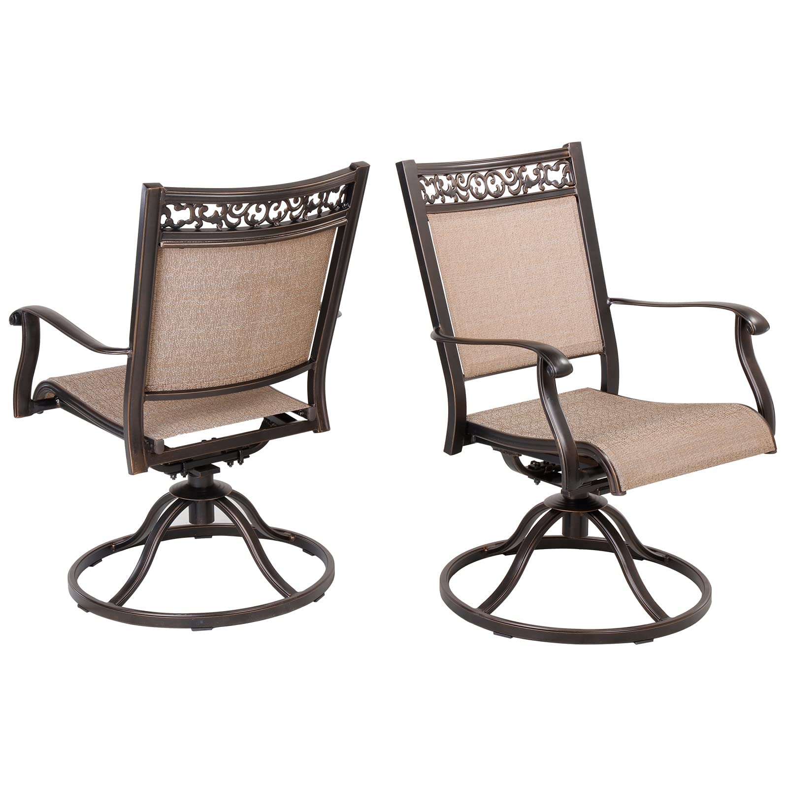 Buy Patio Sling Dining Chairs Set of 2, Outdoor Furniture Swivel Rocker Chairs with AllWeather