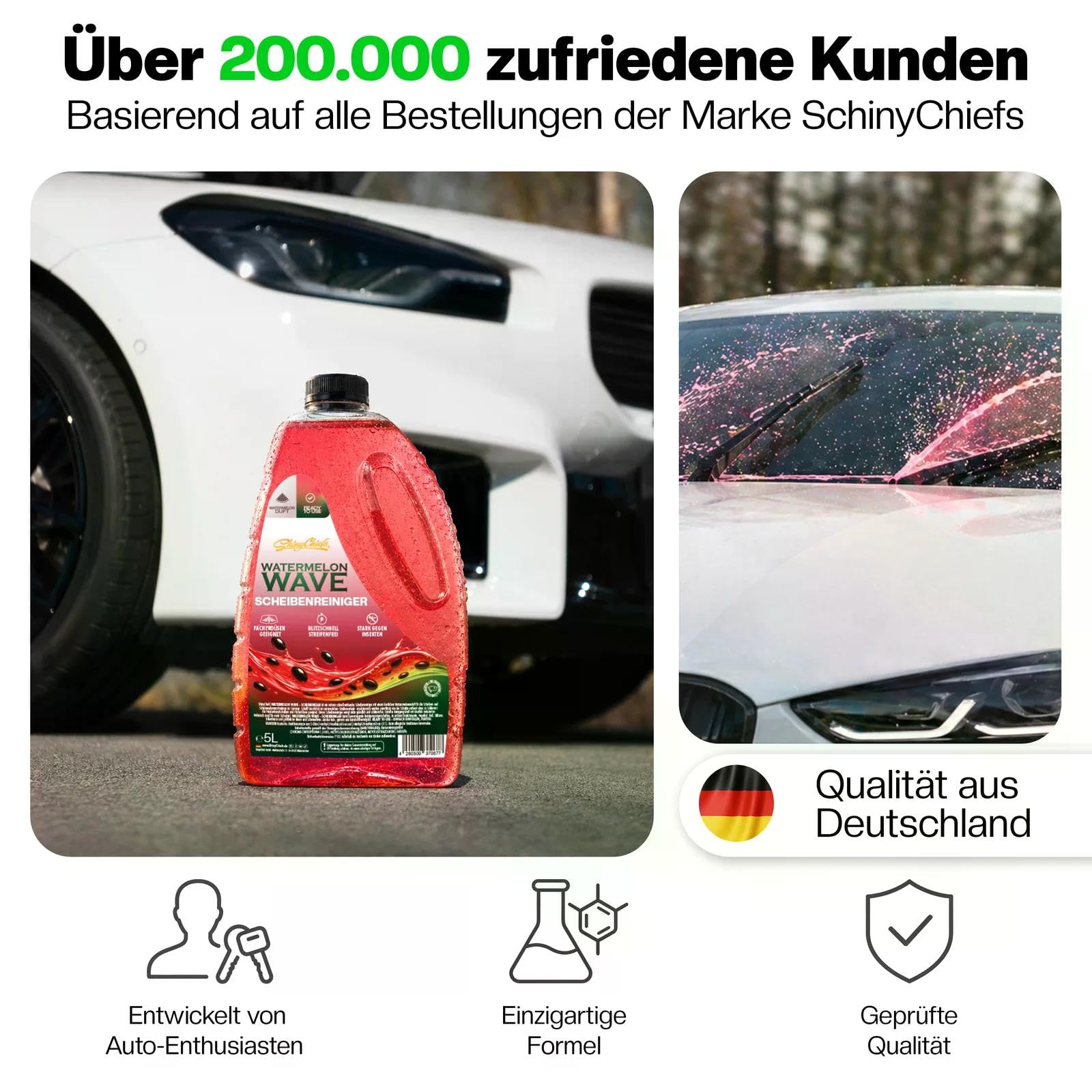 ShinyChiefs Scheibenklar Bundle 4x5 Liter | 2x WATERMELON WAVE & 2x KING GRAPE - Ready to Use Sommer Scheibenwischwasser mit Duft