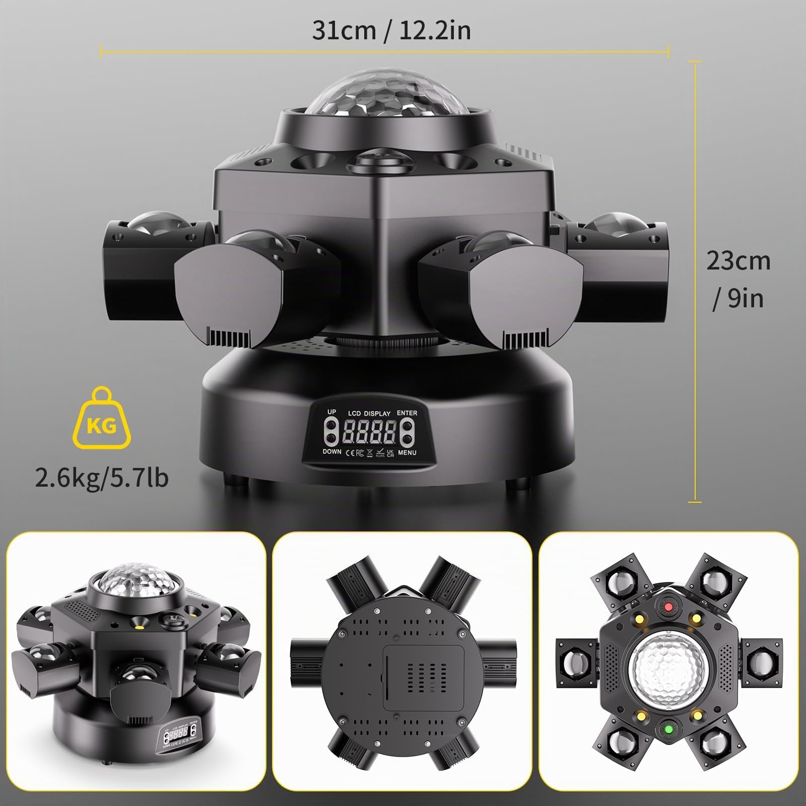 2PCS Teste Mobili da Palco RGBW Beam da 150W, 6 LED Rotante a 180° Effetto Stroboscopico Cielo Stellato Telecomando d-mx512 per Matrimoni Club Teatri Feste e DJ