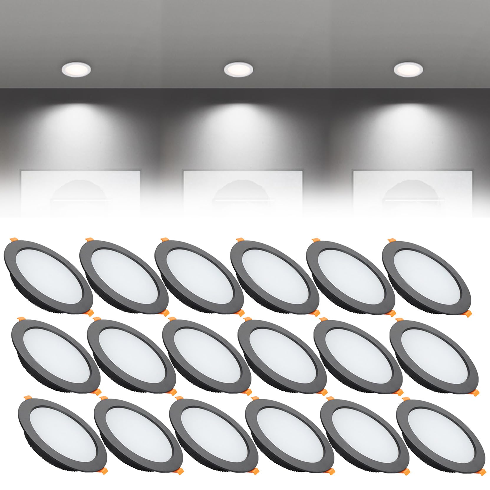 Syibelters 12W LED Recessed Ceiling Lights 145mm Cold White 6000K 12W 240LM, Cut Φ110-130mm, AC110-240V Ultra Slim Downlights, LED Panel Light for Living Room Hallway, 18 Pack