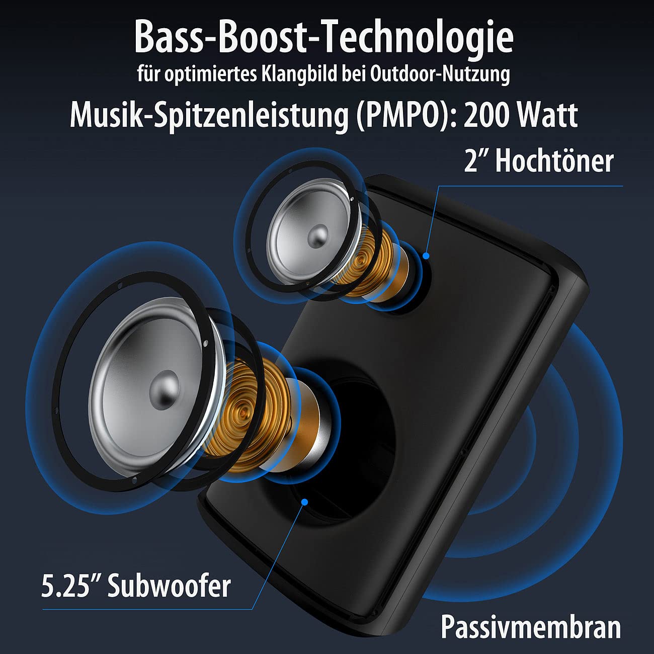 auvisio Musikbox: Mobile Outdoor-PA-Partyanlage & -Bluetooth-Boombox, Lichteffekte, 200W (Karaoke Box, Karaoke Maschine, DJ)