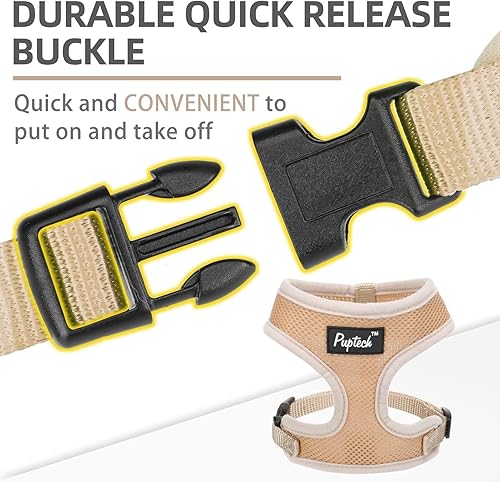 Miniatura 233 de Pupteck - Arnés para perro, chaleco de malla suave con relleno cómodo para cachorros, perros y gatos, evita los tirones, color negro y blanco