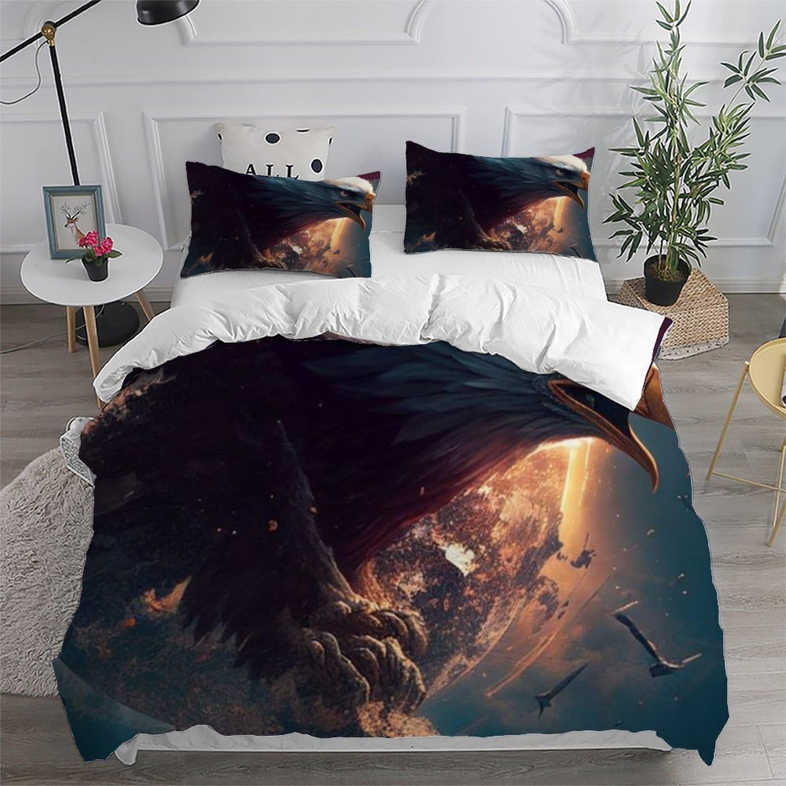 AquilaDecoración De La Habitación Juego De Ropa De Cama, 3D Niños 3 Piezas Microfibra 2 Funda De Almohada CremalleraKing（220x240cm）