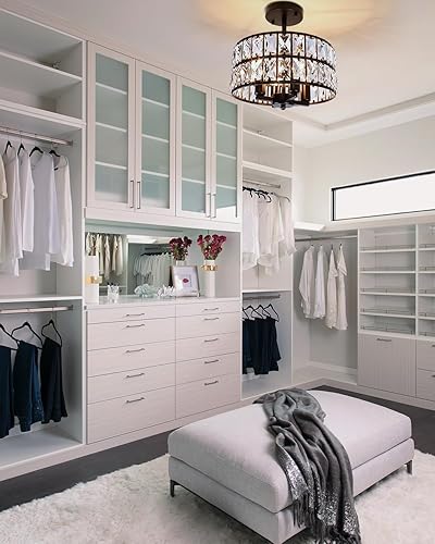 Miniatura 6 de JWLUYN Lámpara de techo empotrada de cristal, 11.22 pulgadas, 4 luces de granja para comedor con base E12, accesorios de iluminación de techo para