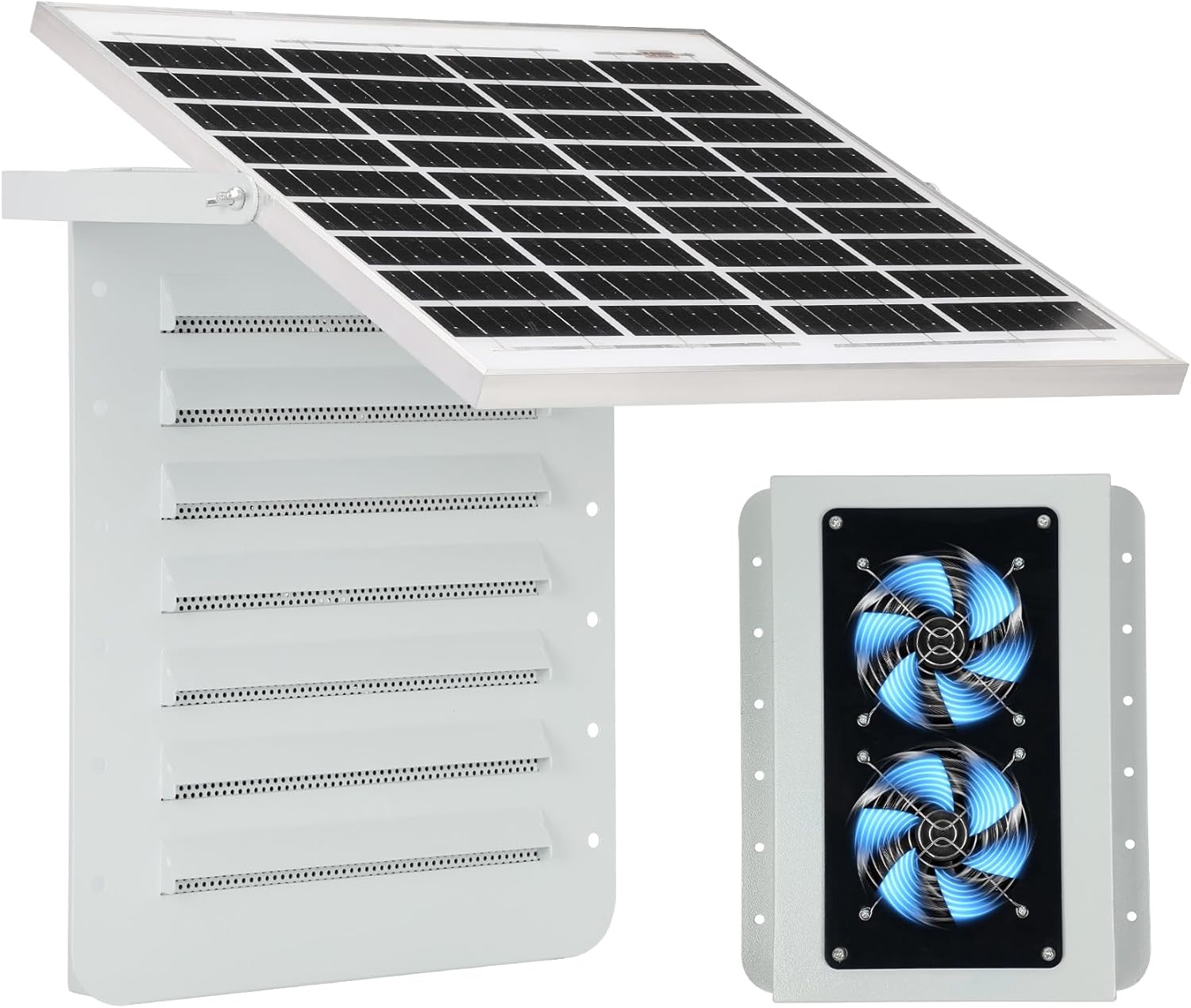 2026 Upgraded Solar Shipping Container Vent Kit, 15W Adjustable Solar Panel, Dual Fans Design, Weatherproof, Easy Installation, Efficient Ventilation for Containers, Cabins, Sheds, Garages