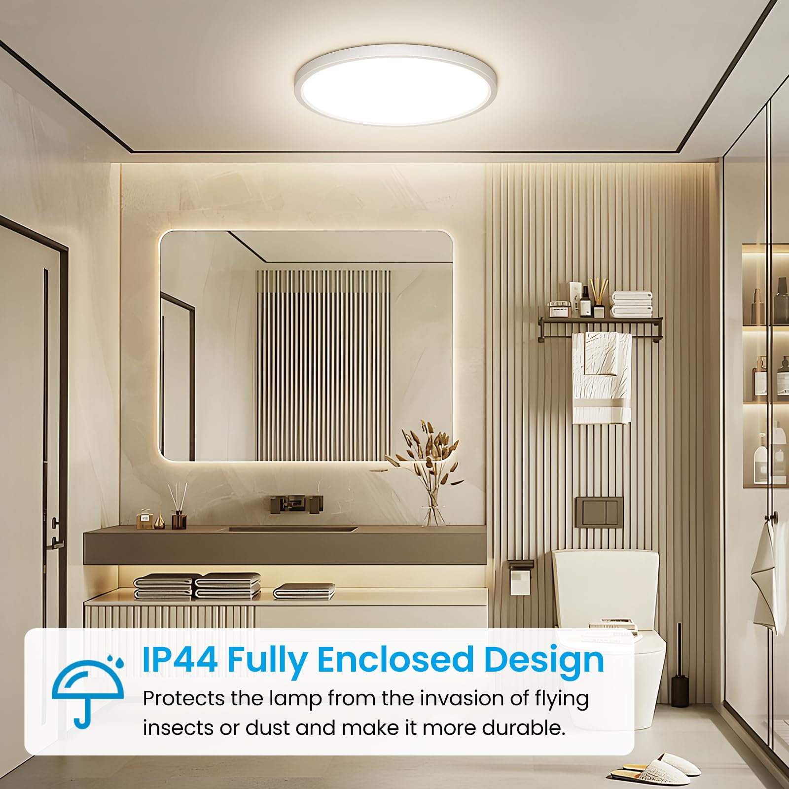 NIBSHOOM Plafoniera LED Soffitto, Lampadario Soffitto 24W, 2400LM 4000K Lampada Luce Moderna per Camera da Letto, Bagno, Cucina, Soggiorno, Ufficio, Balcone, Bianco Naturale, Ø30cm