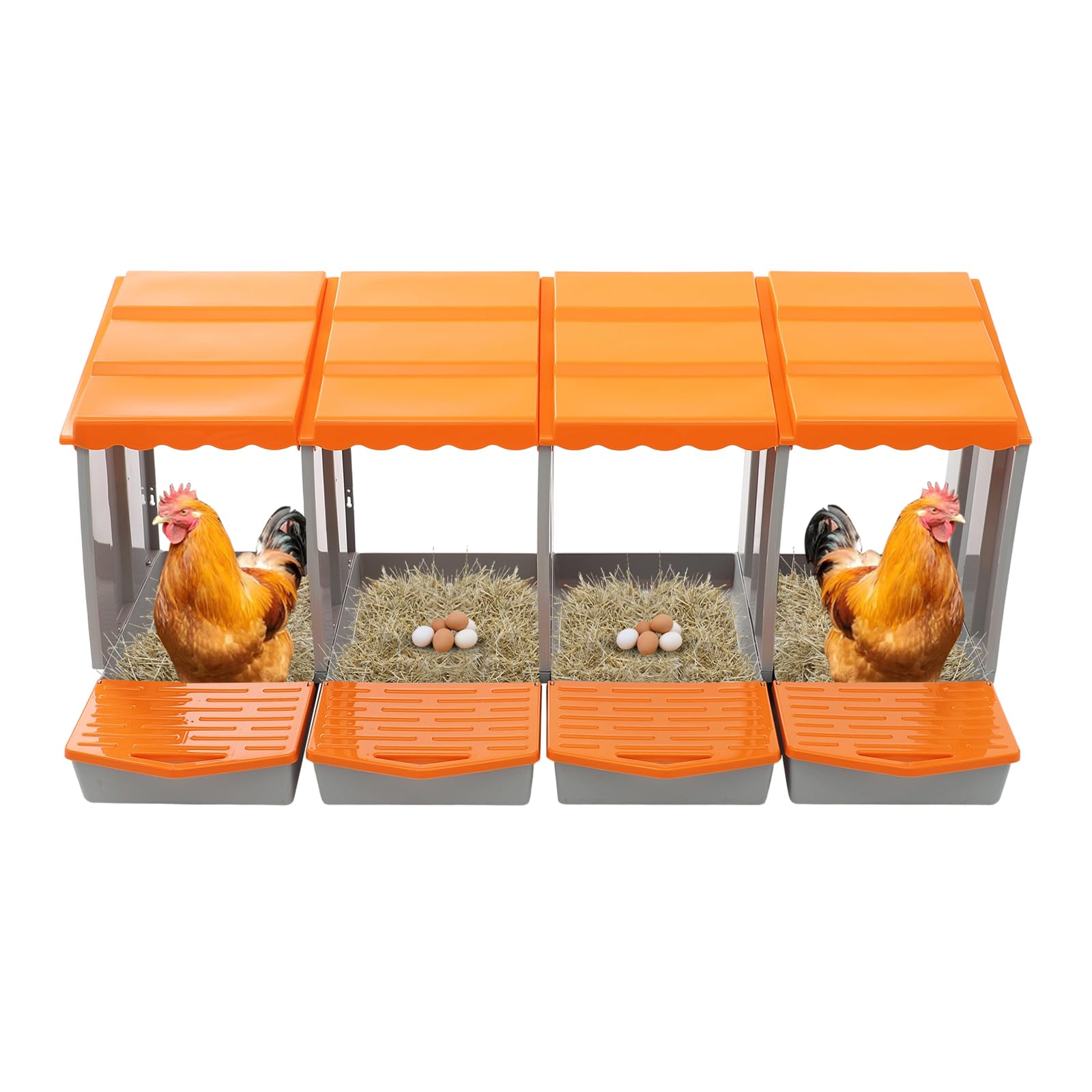 Nido per galline, 4 fori, in metallo, con coperchio di copertura, robusto nido di galline e griglia di ventilazione, nido di polli per montaggio a parete