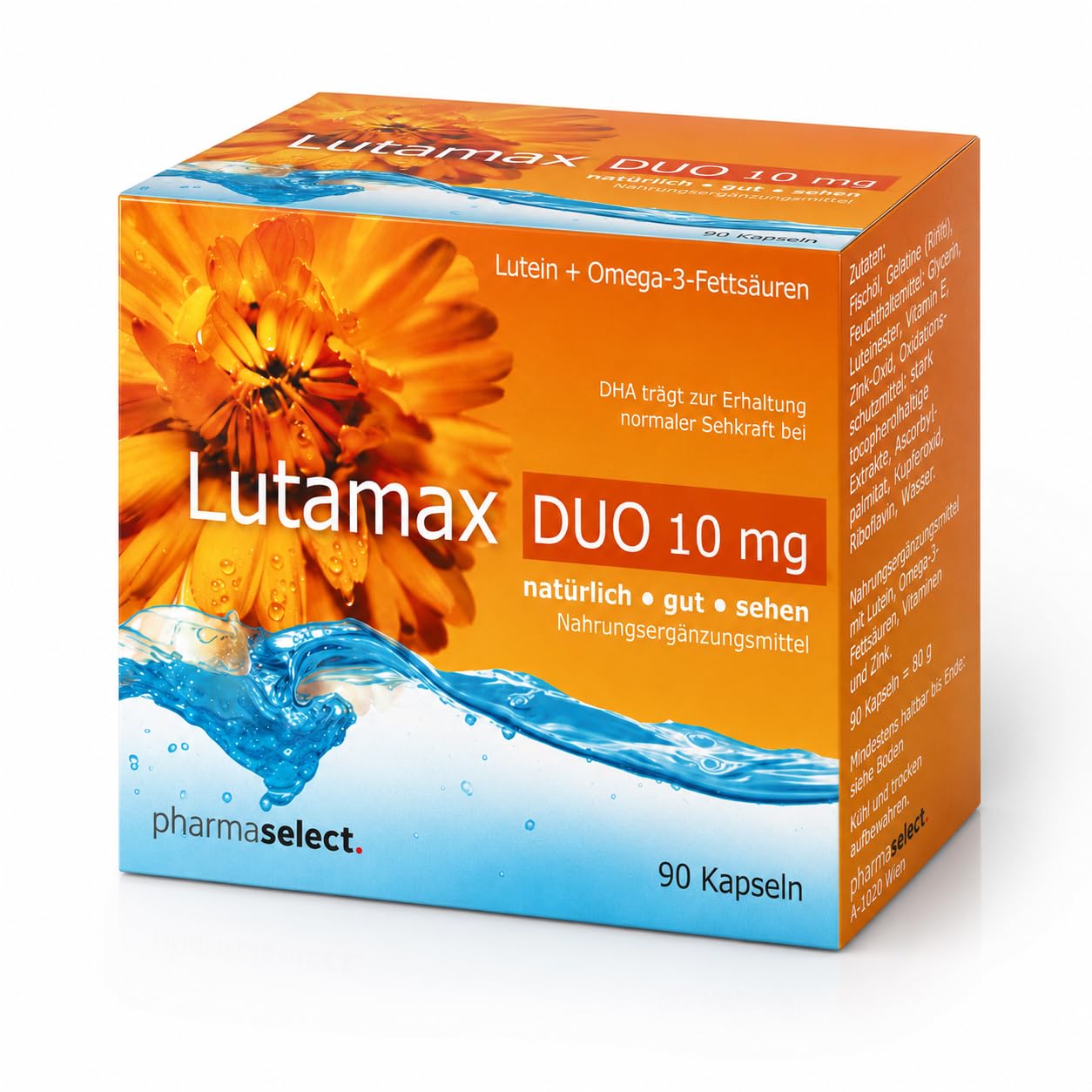 Lutamax DUO 10 mg – 90 Kapseln | Lutein, Zeaxanthin & Omega-3 | Augenvitamine bei AMD und altersbedingten Augenproblemen | 3-Monats-Pack