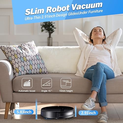 Miniatura 5 de MANVINS Robot aspirador y trapeador, WiFiAppVoz, 2 en 1, aspirador robot aspirador sin enredos, programación diaria, autocarga, aspiradora robótica