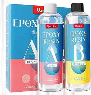Vacplus Epoxy Resin - 10.14oz Epoxy Resin Kit, Crystal Clear Resin Epoxy,  Self Leveling, Easy Mix 1:1 Resin Supplies, Bubble-Free Epoxy Resin Accessories for Coating, DIY, Jewelry Making, Crafting