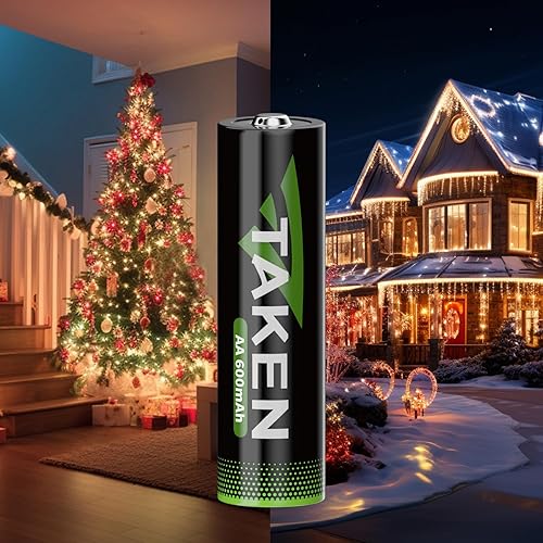 Miniatura 3 de Taken Baterías AA recargables, paquete de 4 baterías NiMH precargadas de 1.2 V 600 mAh doble A para luces solares de paisajismo de jardín, luces de