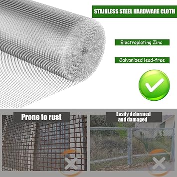 Hardware Cloth 1/4 Inch Mesh,Upgraded Chicken Fencing 304 Crimped Wire 0.65mm, Woven Wire Mesh Roll for Chicken Wire Fencing Snake Fence,Garden Plant Fencing,Craft Projects(3.2x100ft/30m)
