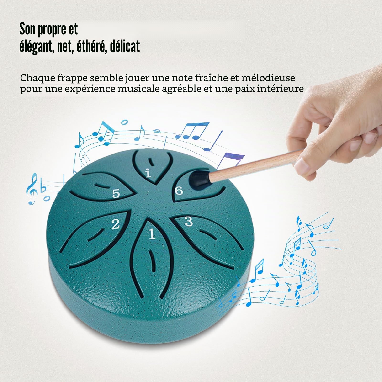 Tambour à pluie pour jardin extérieur, 7,6 cm, 6 notes en acier avec sac en tissu, maillets, livre de musique, instrument de musique pour adulte, cadeau pour adulte, vert foncé