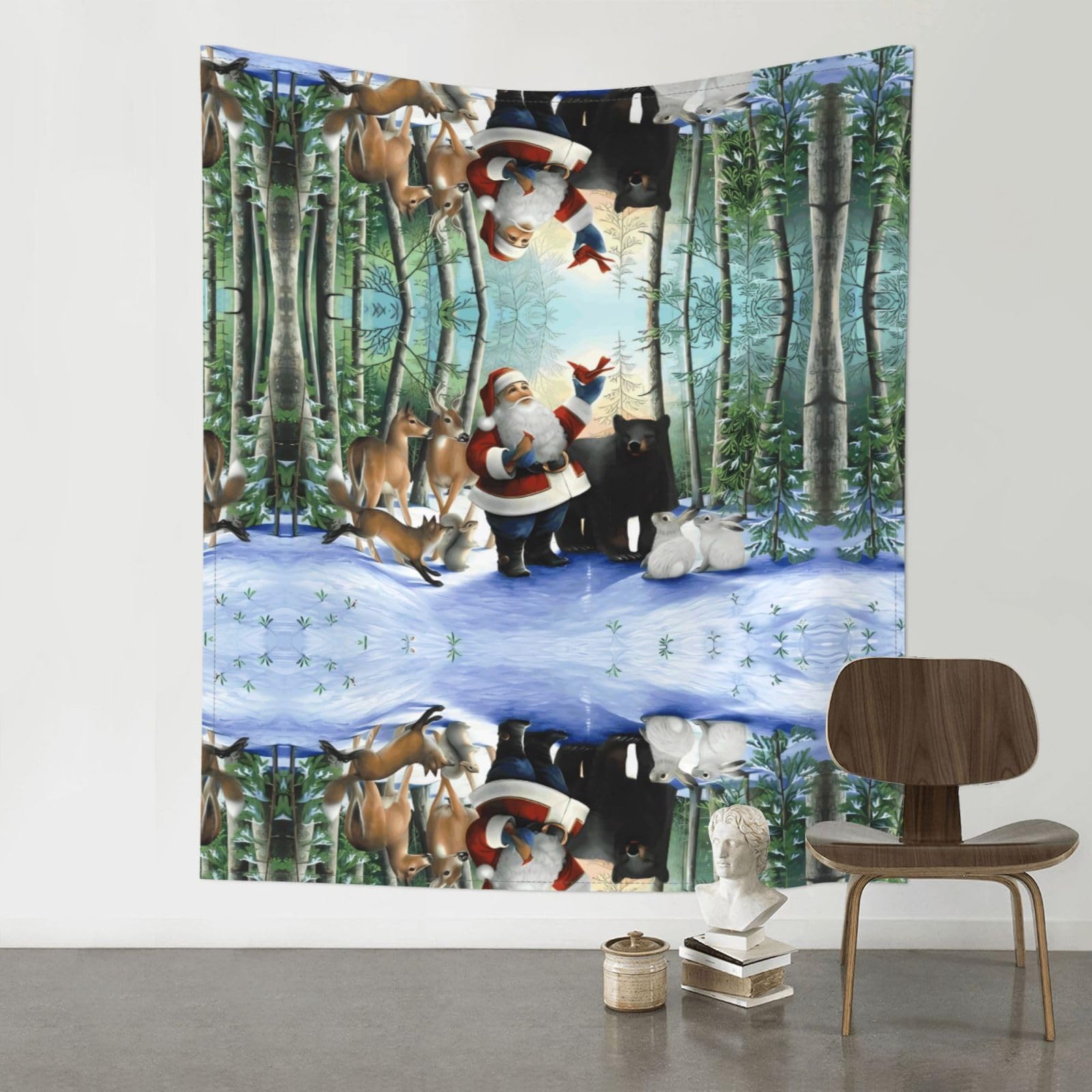YYHWHJDE Santa Claus and Animals Prints 60x51in Wall Tapestry – Boho Decor Throw Blanket for Bedroom, Dorm, Beach Cover, Picnic & More