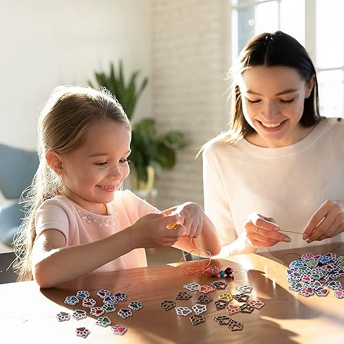 Miniatura 7 de Junkin 100 piezas de dije de pata de animal hueca con purpurina para perro, gato, aleación, pata de animal, colorido, lindo, suministros para hacer