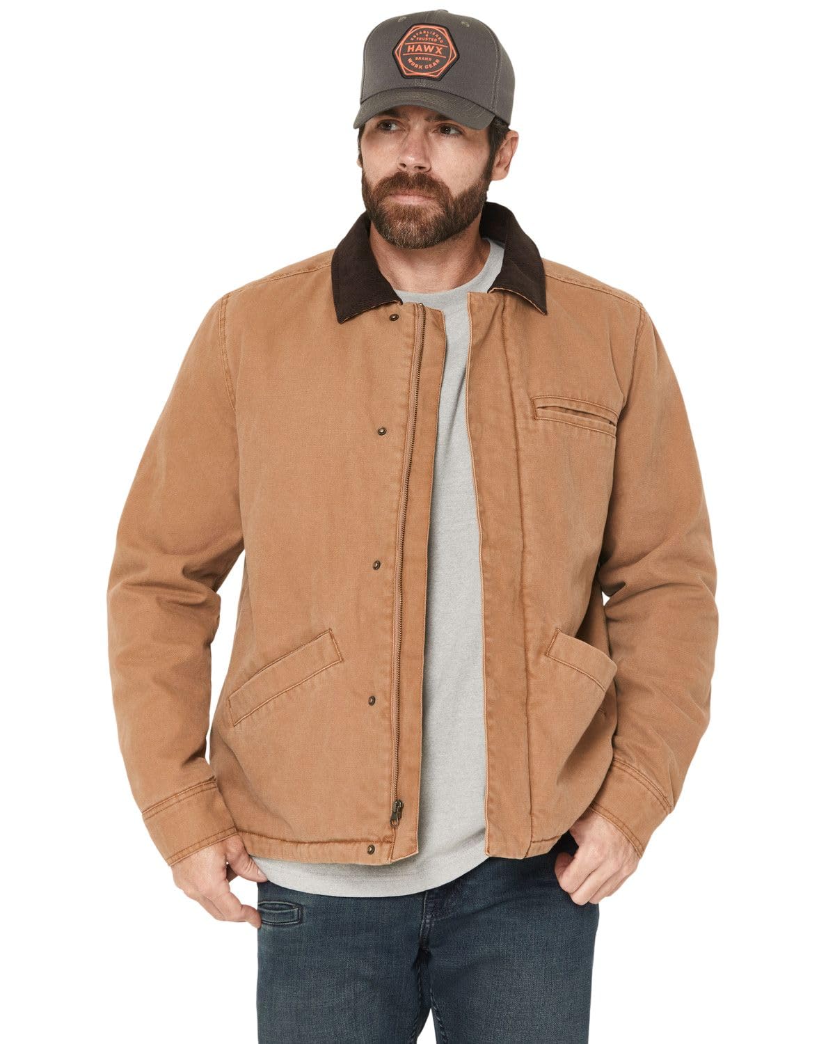 Hawx Work Gear Men's Sherpa Lined Duck Canvas Jacket Tan Medium US