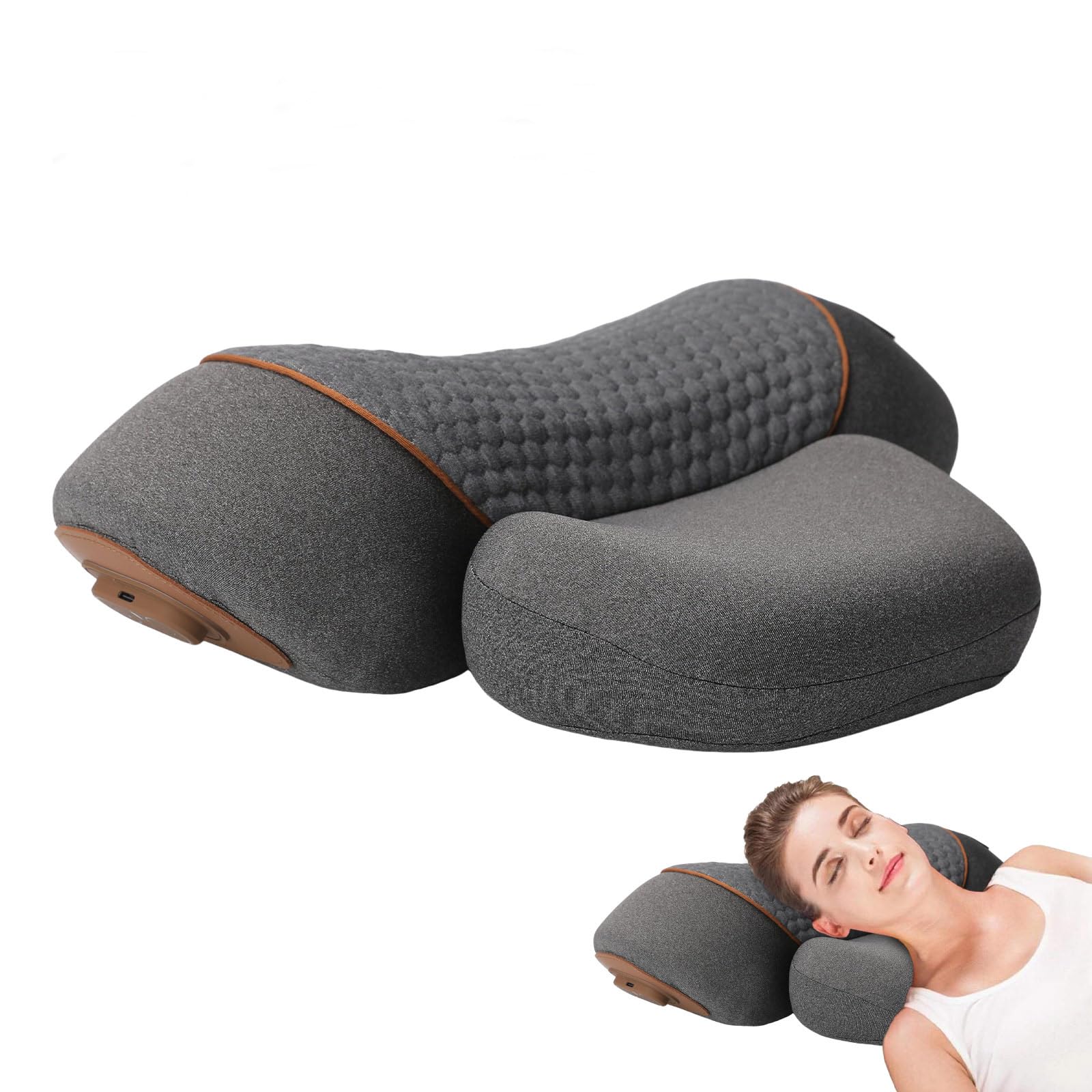 3 en 1 Juego de Masajeador de Cuello y Almohada, Juego de Masajeador de Espalda y Cervicales con Vibración y Tracción, para Casa y Oficina Alivio del Dolor de Tejidos Profundos (Negro)