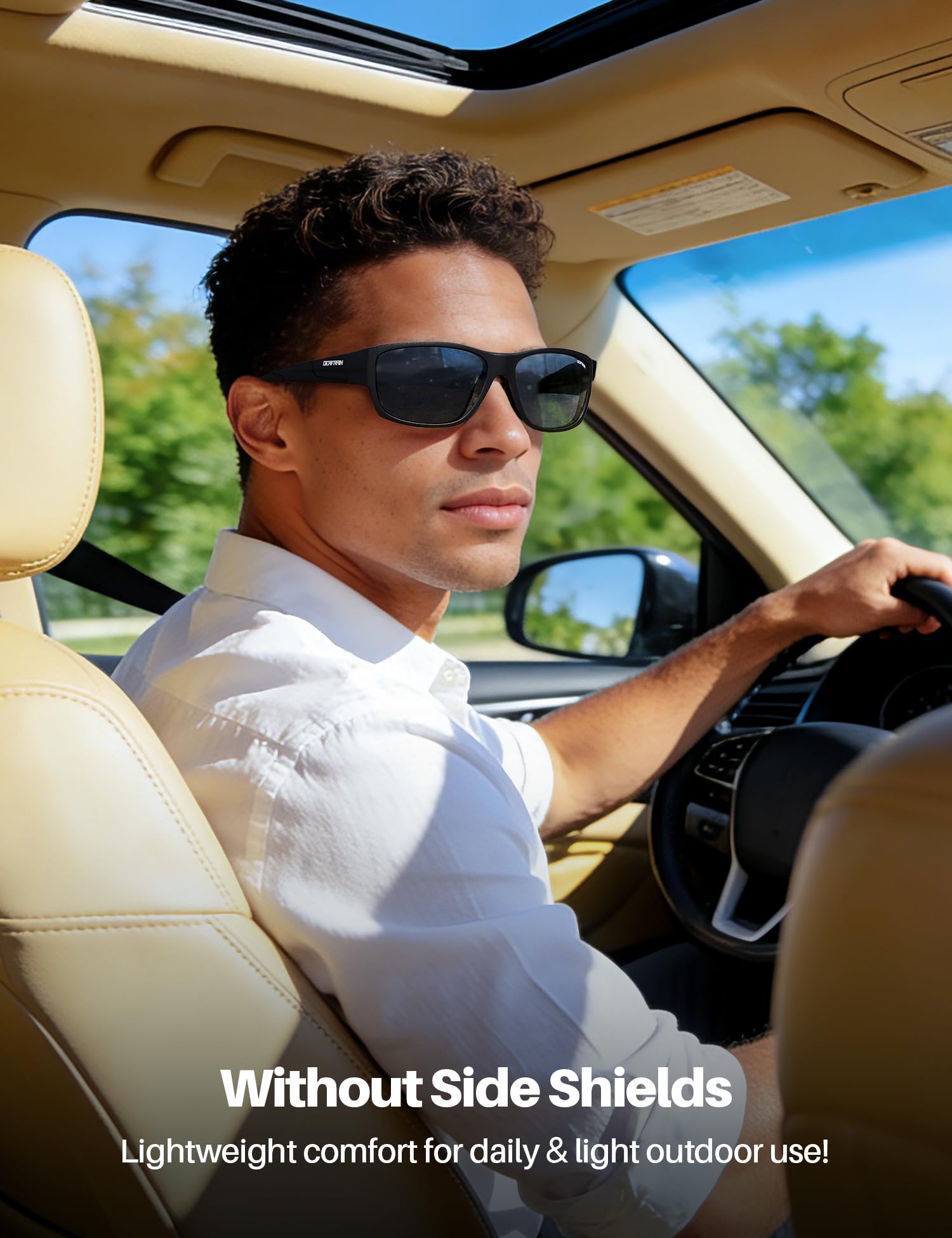 DEAFRAIN Polarisierte Sport-Sonnenbrille für Herren und Damen, mit abnehmbarem Seitenschild, zum Wandern, Skifahren, Klettern, UV-Schutz