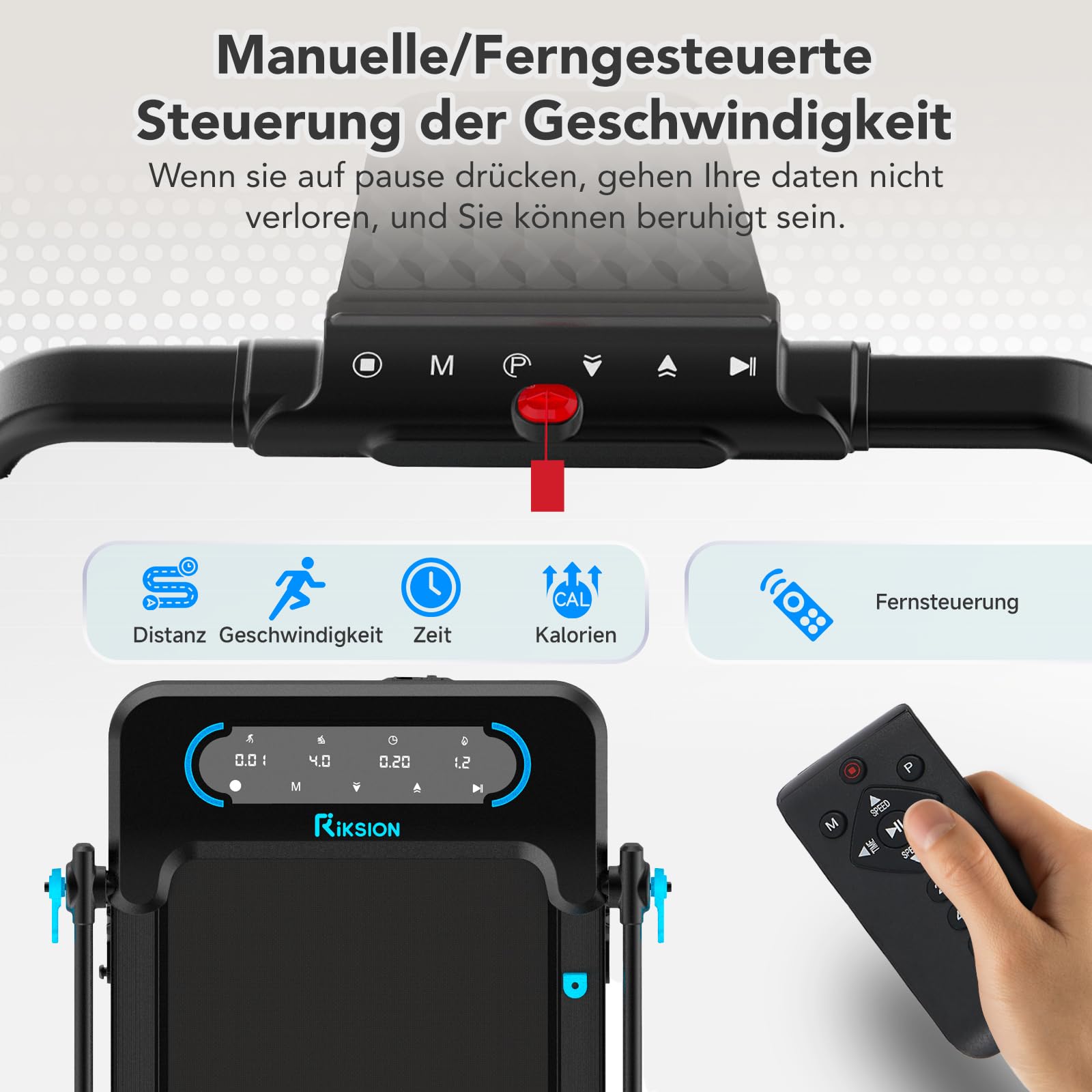 Laufbänder mit 10% Neigung LED-Monitor APP, 1-14 km/h Untertisch-Gehunterlage mit faltbarem Handlauf für Zuhause/Büro, Workout, Joggen