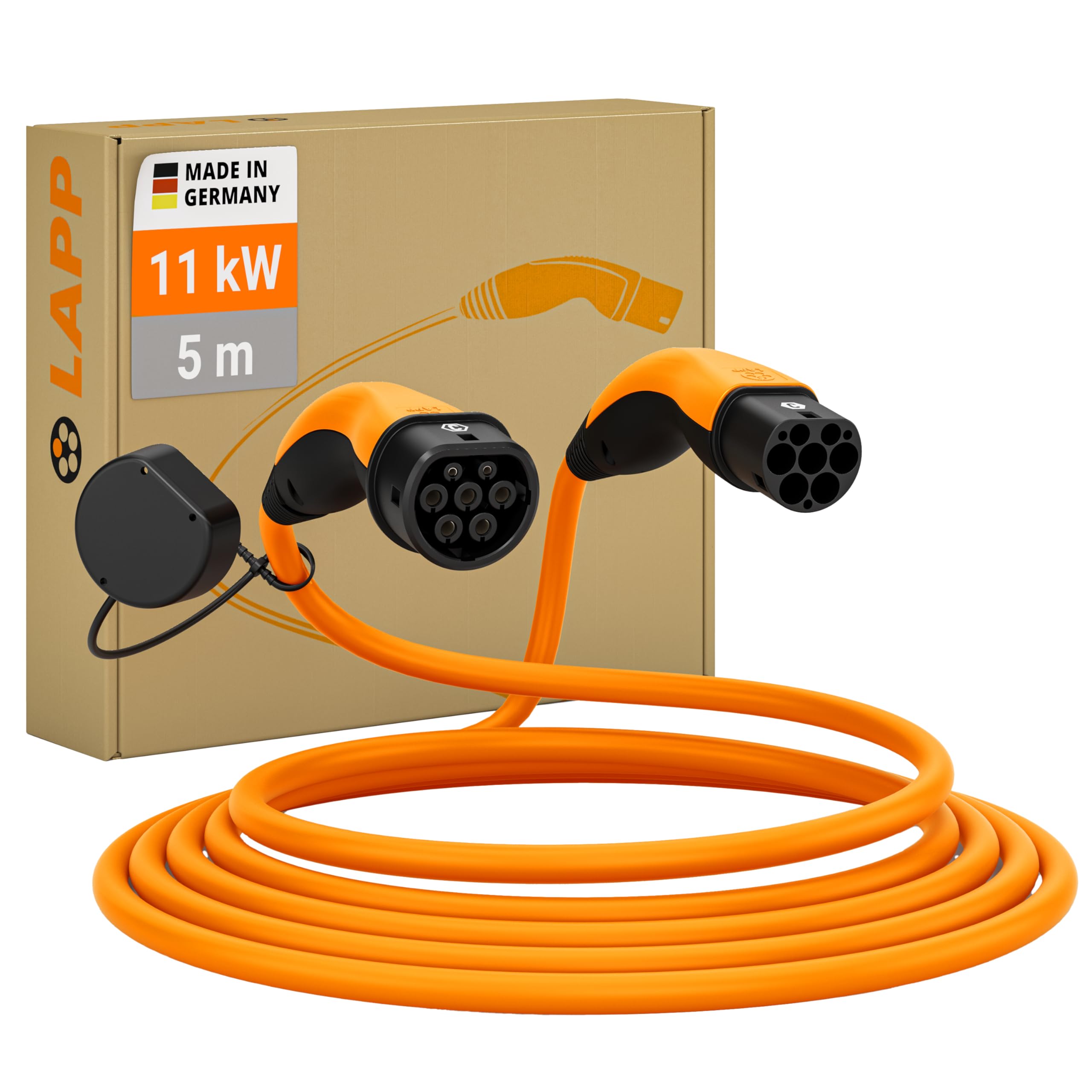 Lapp Mobility Helix Type 2 Charging Cable 11 kW/Self-Reel / 20 A / 3-Phase/E-Car Charging Cable/Mode 3/5 m Orange