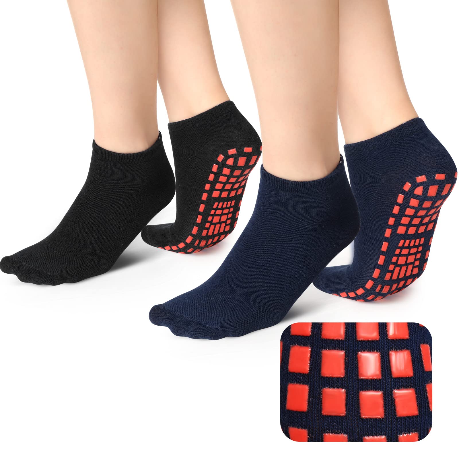 GeyogaNon Slip Yoga Pilates Socks 2 Pairs Fitness Fall Prevention Grip Socks Exercise Dance Yoga Socks Anti Skid Slipper Barre Socks for Women Men Home Sports Workout Ballet, 2 Colors, UK 3-10, EU 35-42