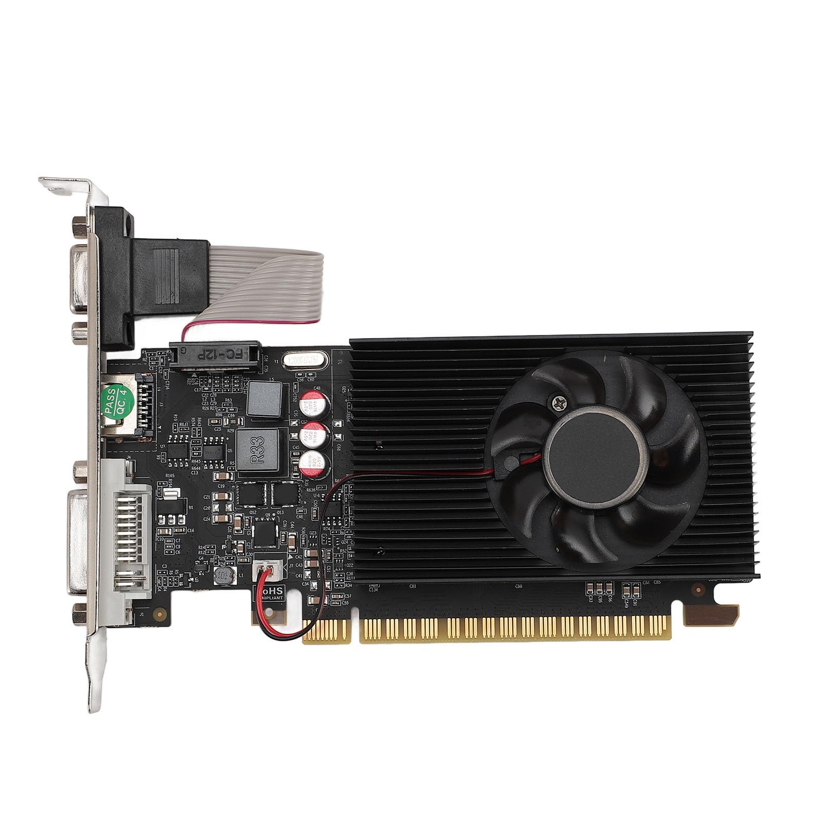 Pongnas 2 GB Single-Slot-Grafikkarte, Low Profile, VGA, DVI, Lüfter, GT730, DDR3-Kepler-Architektur, 800 MHz Speichertakt, Aufrüstbar