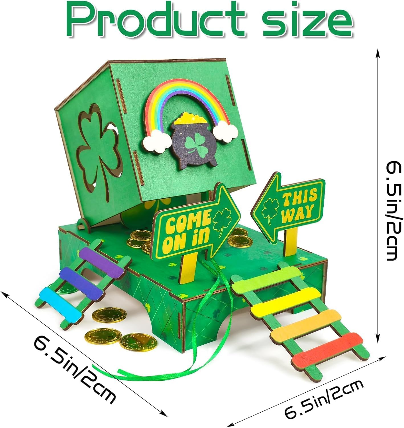 Asekonc St Patrick's Day Leprechaun Trap Kit for DIY St. Patrick's Day Wood Craft Leprechaun Kit to Make A Trap to Catch A Leprechaun, St Patricks Day Decorations Toys Gifts