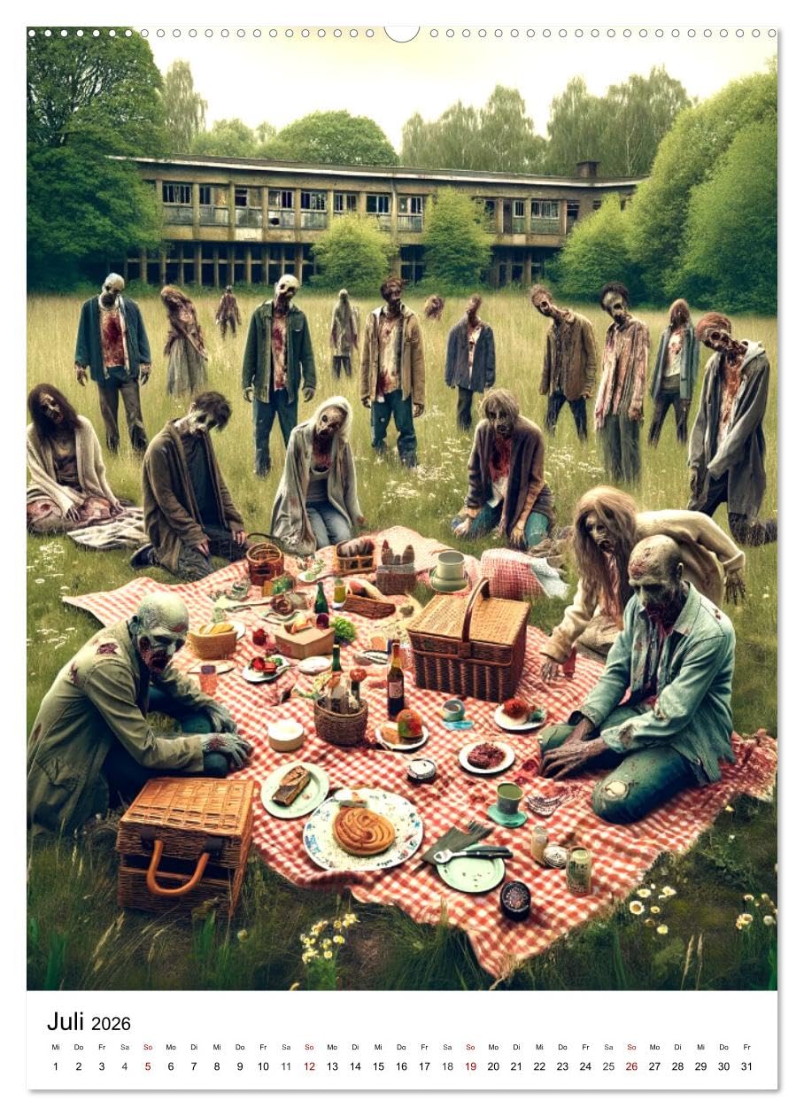 Zombies Zeitgeist - KI generierte Momente der Untoten (hochwertiger Premium Wandkalender 2026 DIN A2 hoch), Kunstdruck in Hochglanz: Zwölf Monate in der Welt der Zombies. (CALVENDO Menschen)