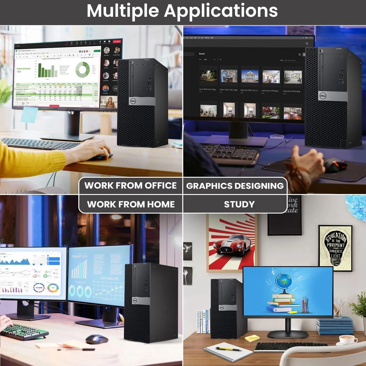 Dell Tower Desktop PC – Intel Core i7-7700 7th Gen Processor – 8GB DDR4 RAM – 256GB SSD – Keyboard & Mouse – Built-in Wi-Fi – Office, Home, Business Desktop Computer Windows 11 Pro (Renewed)