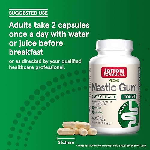 Miniatura 7 de Jarrow Formulas Mastic Gum 1000 mg - 60 cápsulas vegetales - Fórmula natural que apoya el estómago la salud duodenal y bucal 30 porciones