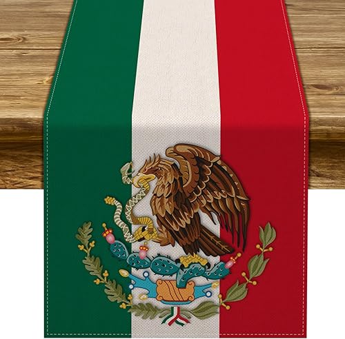 Pudodo Dia De La Independencia Camino de mesa Viva México, Día de la Independencia, fiesta, cocina, comedor, decoración del hogar (13 x 72 pulgadas)