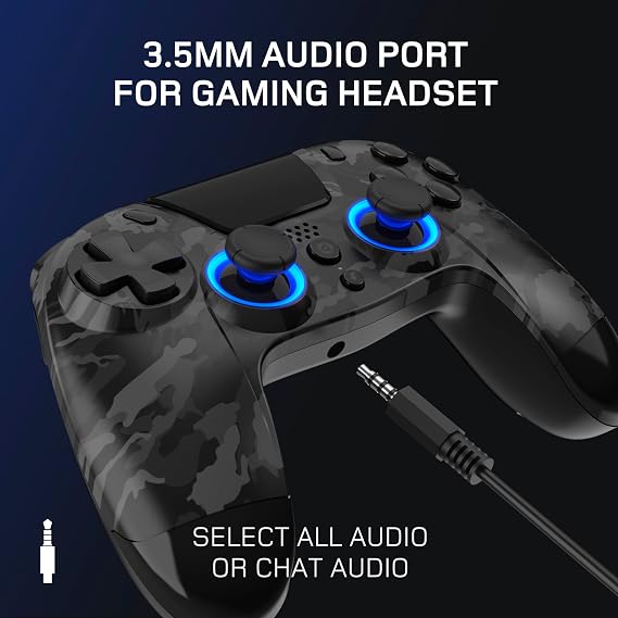 Gioteck VX4+ Wireless Controller for PlayStation 4 (PS4) - Dark Camo - Customisable RGB Lighting and Programmable Back Buttons - Bluetooth Compatible