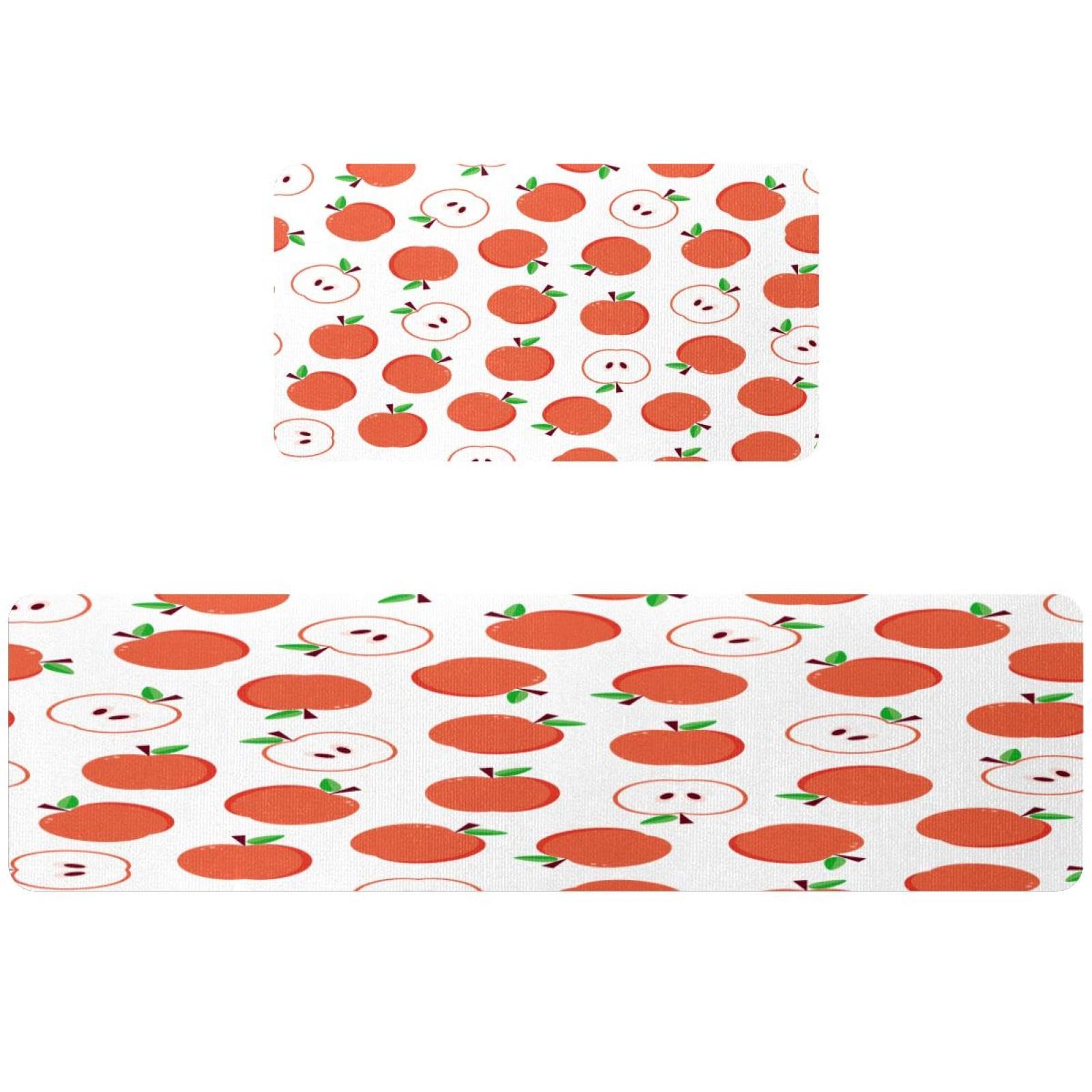 Alfombrillas de cocina VAPOKF con patrón de manzana, juego antideslizante lavable de 2 piezas