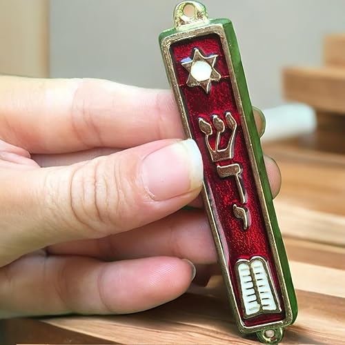 10Mandamientos Mezuzah Case puerta bañados en oro de 24K 2.7" judío Judaica Mezuza fabricado en Israel