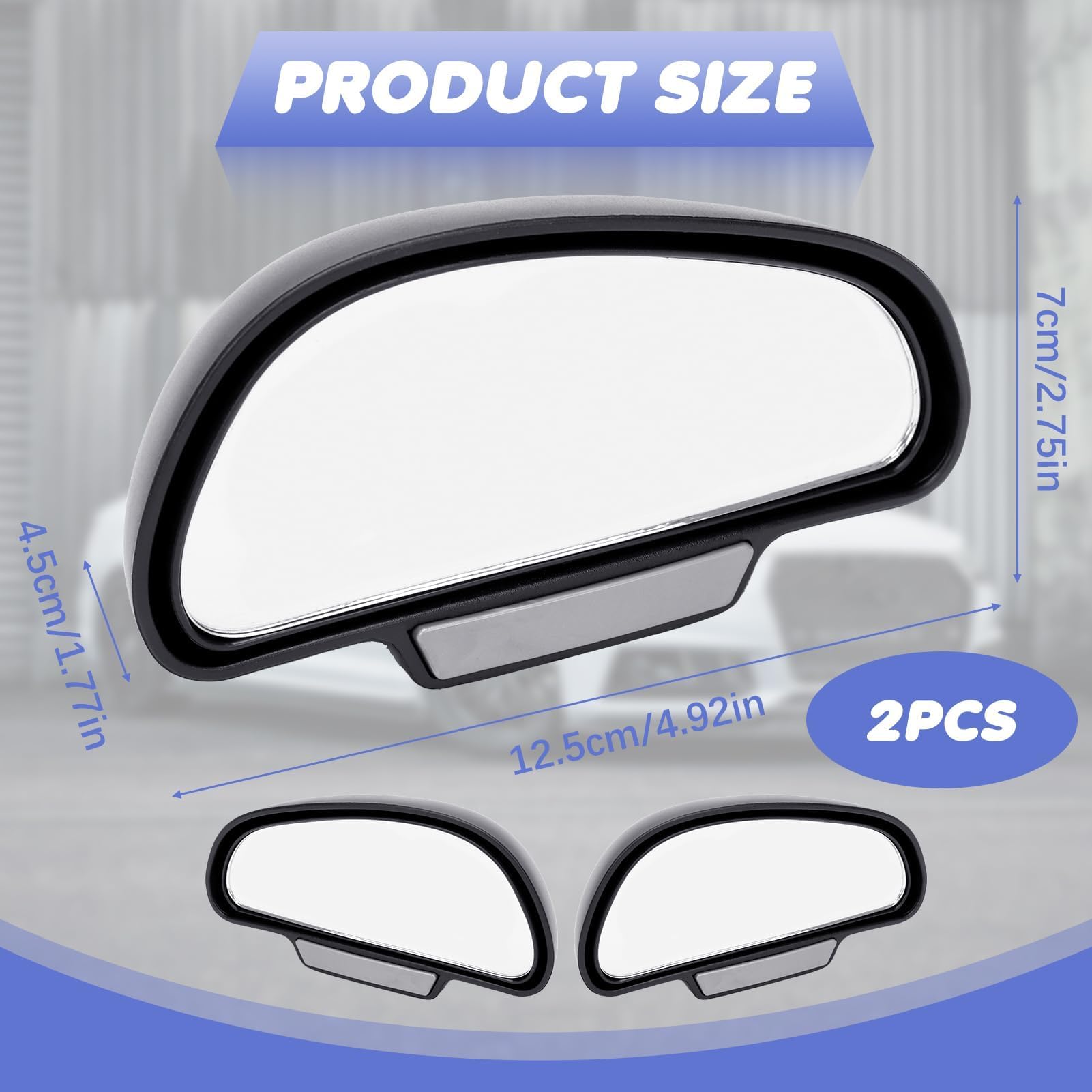 2pcs Miroir D'angle Mort Pour Rétroviseur, Miroir D'angle Mort de Voiture De Grand Angle, Rétroviseur Auxiliaire Réglable à 360 Degrés, Compatible avec Camion, SUV, Van,Noir