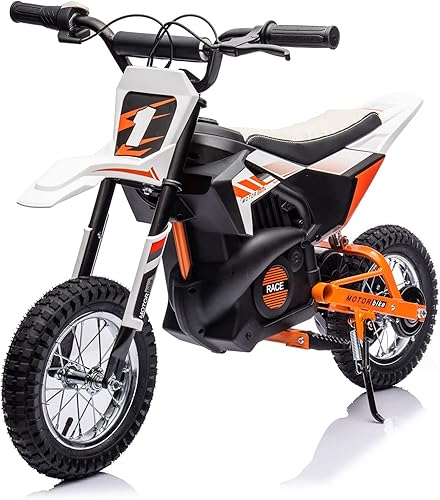 Motocicleta de paseo para niños, automóvil eléctrico de 24 V para niños, bicicleta de cross eléctrica máxima de 13.6 MPH con velocidad variable,