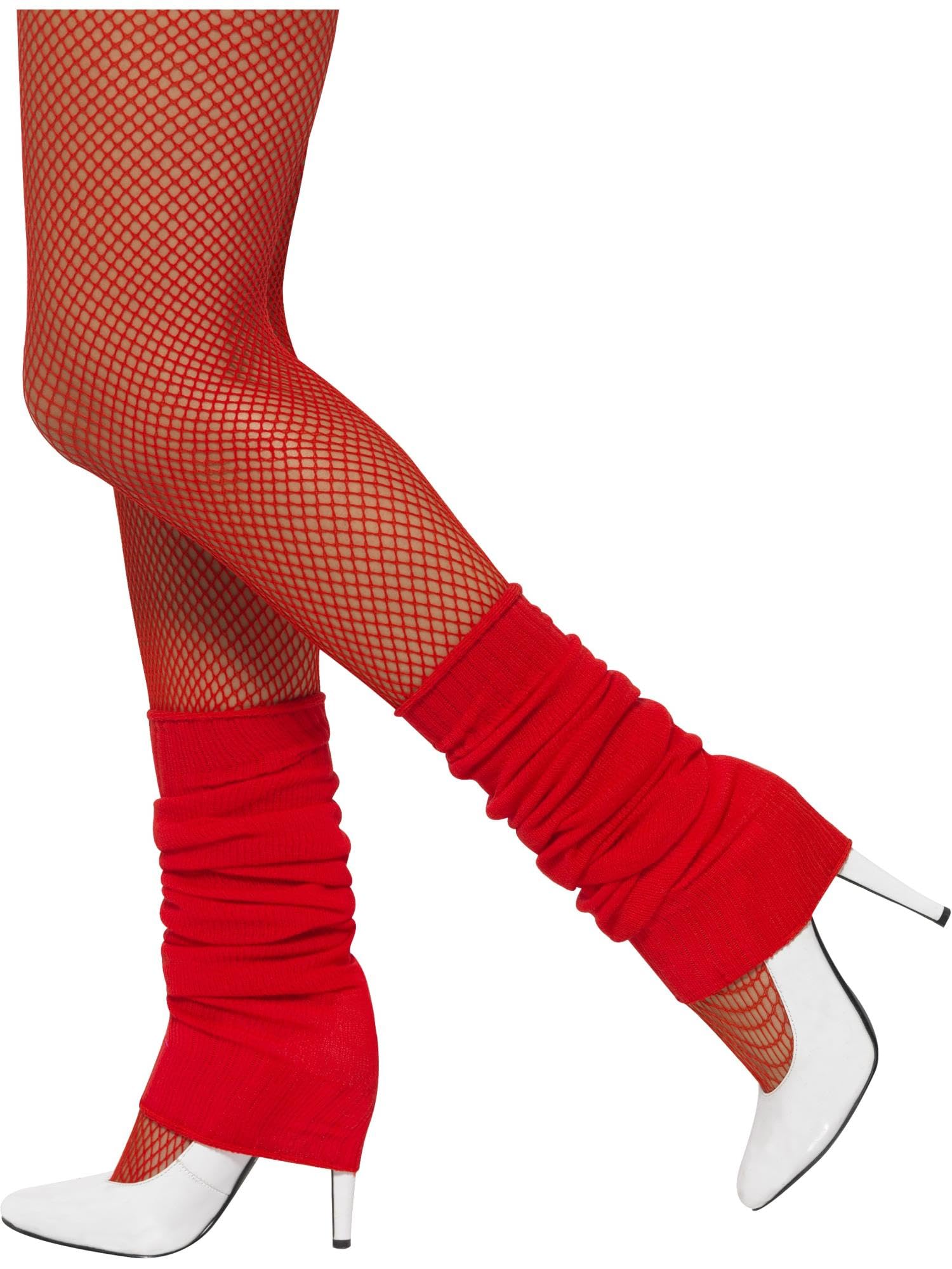Smiffys Legwarmers, Red , 1980's Fancy Dress, 1980s Dress Up Accessories
