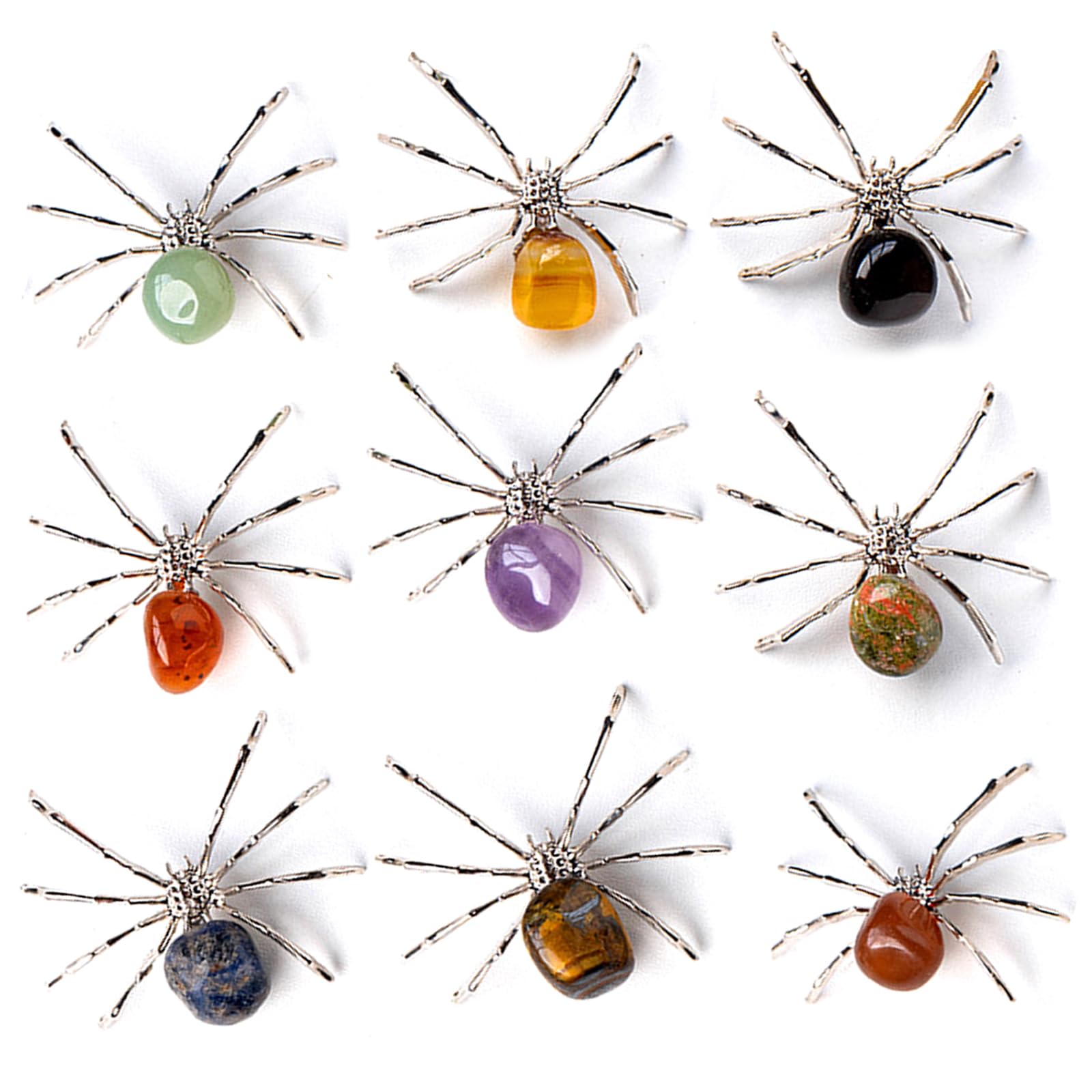 Araignée en cristal naturel contre le stress : figurine minérale de bureau Gcroet