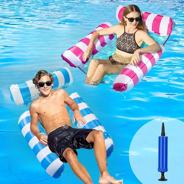 2-Pack Inflatable Water Hammock - 4-in-1 Pool Float for Adults & Kids