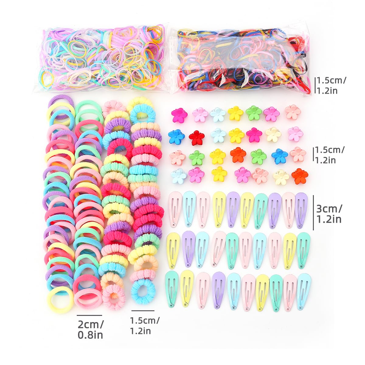 2160 piezas de pinzas para el pelo de bebé y horquillas para niñas - accesorios para el cabello para niños pequeños con flores, arco iris, dulces y frutas