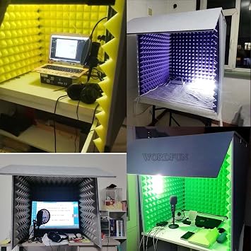 WORDFUN Desktop Soundproof Cover, Portable Vocal Booth for Recording, Self Made Sound Booth Box, 1 Person Use, Decreasing Noise, Isolation Shield, Vocal Absorbing Shield, for Home Office and Studio