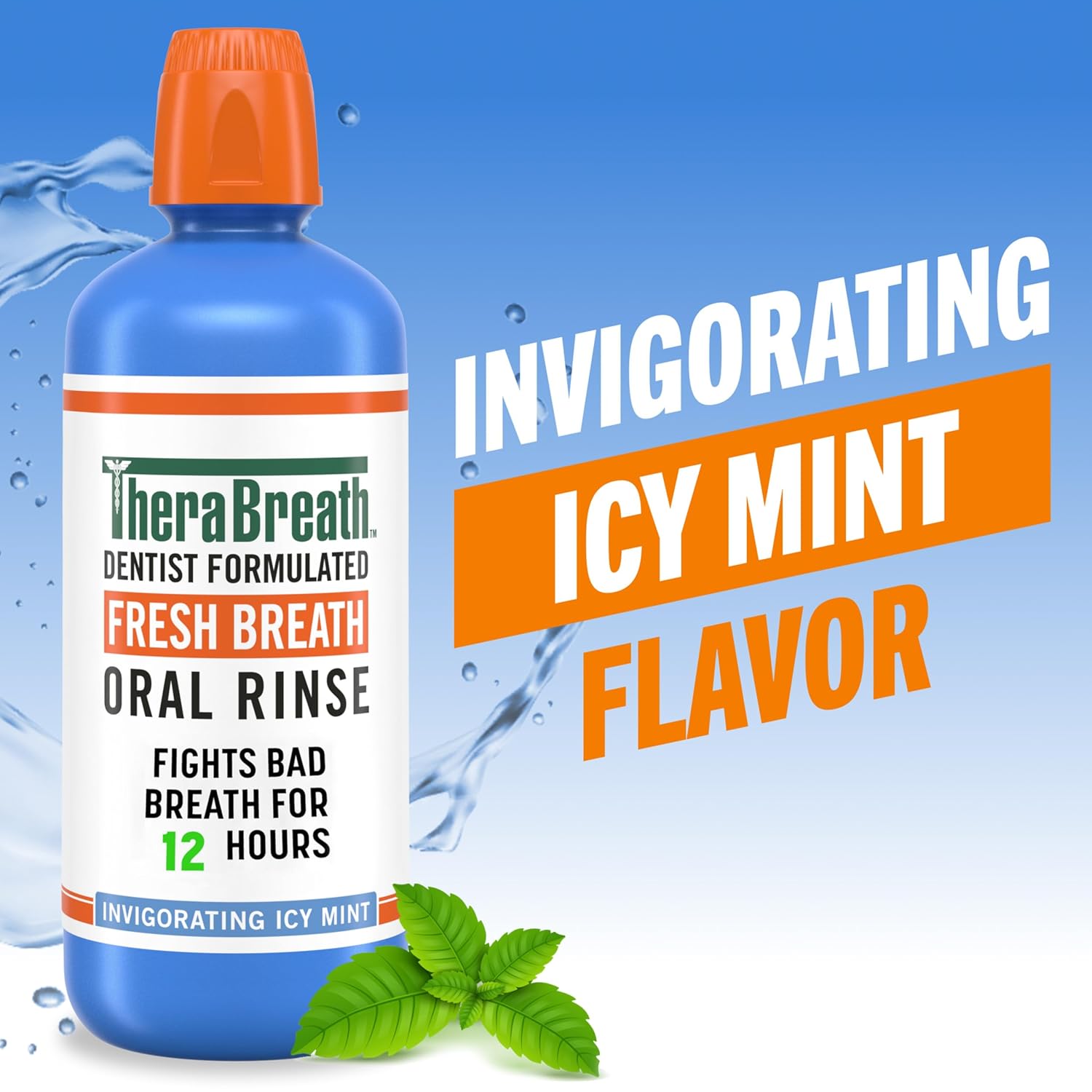 TheraBreath Fresh Breath Oral Rinse, Invigorating ICY Mint Flavor, Dentist Formulated and ADA-Accepted Mouthwash for Bad Breath pH-Balanced, Alcohol Free & Non-Burning, 1 Liter - Image 2